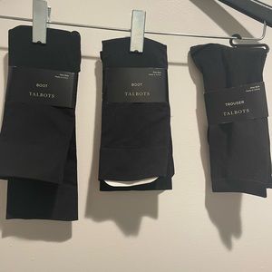 Set of 3 Talbots Women’s Black Dress Socks: 2 Boot Cut and 1 Trouser Cut 9-11